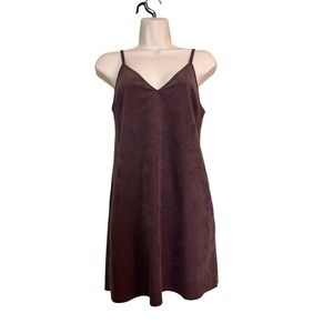 Aritzia Wilfred Free Vivienne Suede Mini Dress Sz XS Brown V-Neck Stretch Party